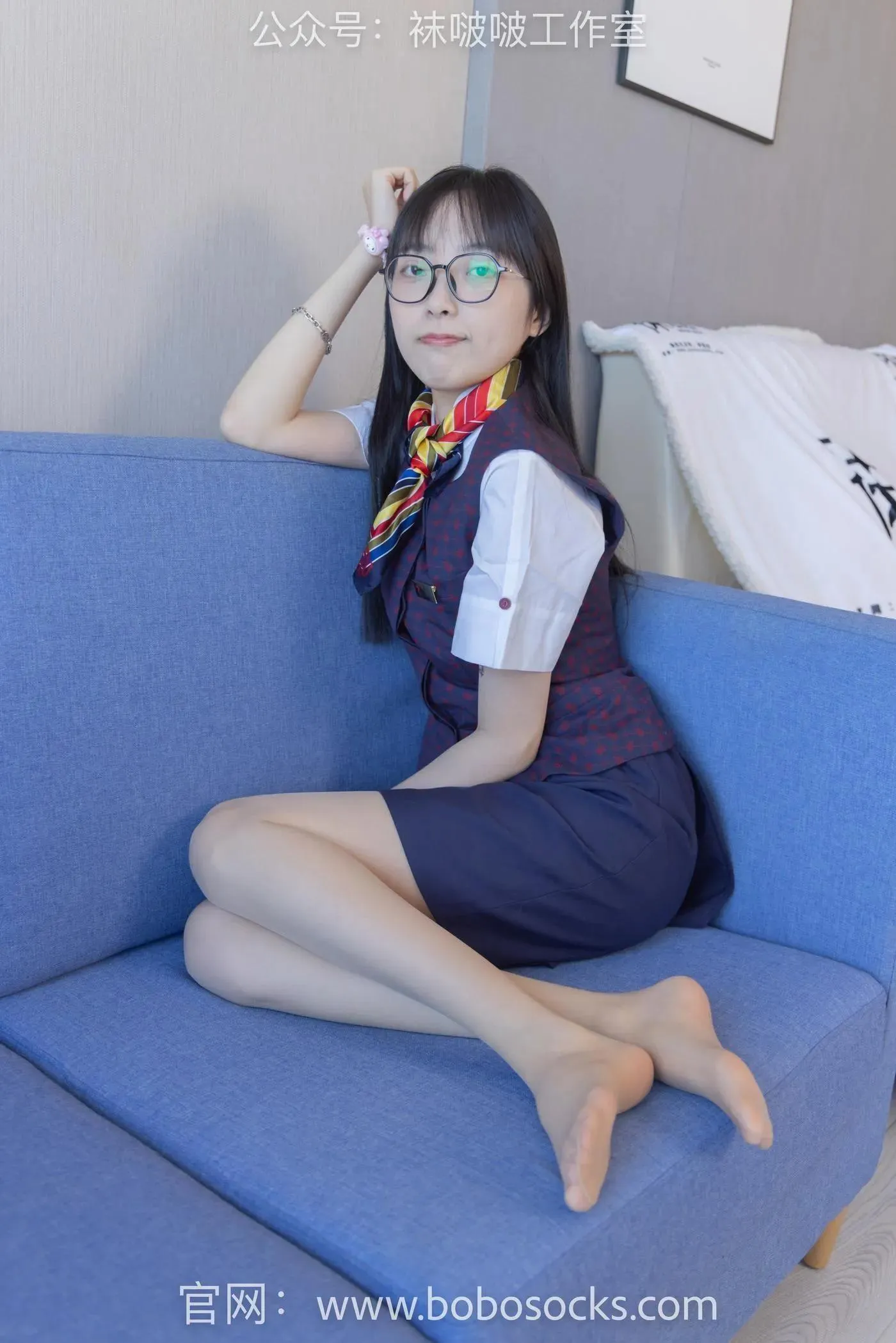 [BoBoSocks袜啵啵]NO.115 稚予-平底鞋、肉丝、空姐制服 [136P]插图9